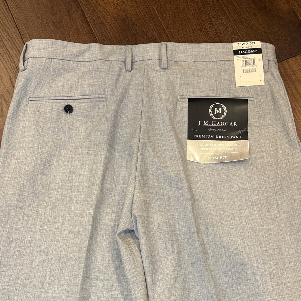 J.M. Haggar Premium Dress Pant Light Gray Slim Fit 36W x 32L NWT - Picture 8 of 9